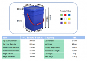 plastic square buckets pails barrel container